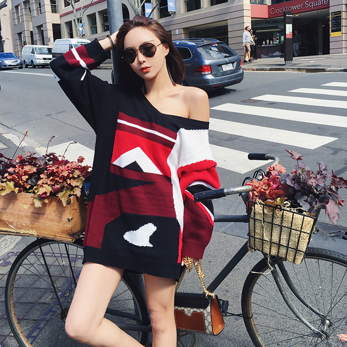 女士针织毛衣打底衫新款洋气时尚,韩国最流行的长款毛衣
