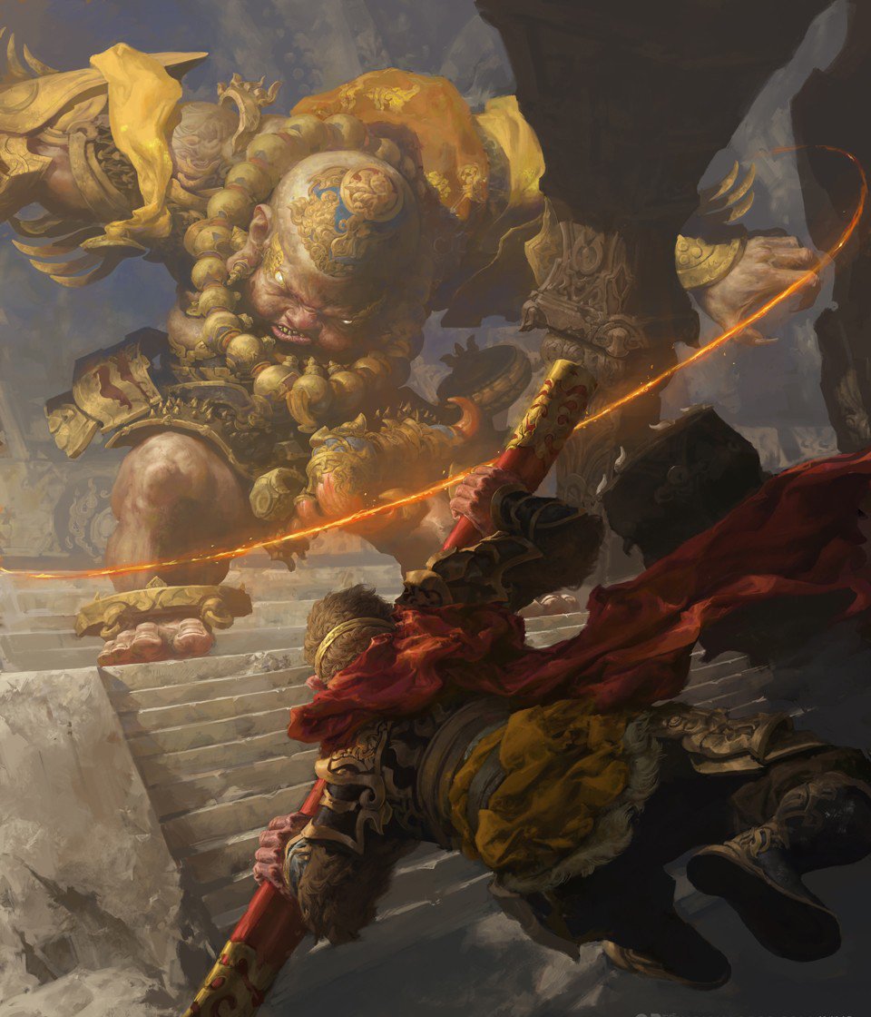 12岁画的孙悟空绘画图片,20几年的绘画功底都用上了