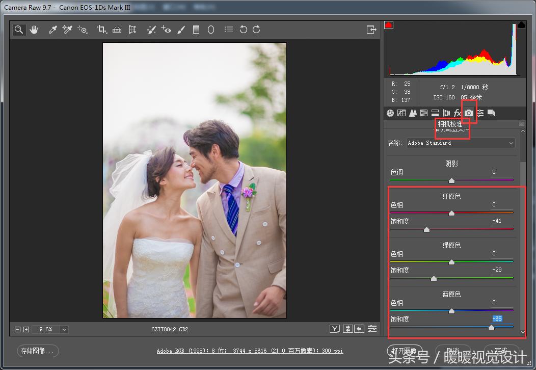 ps过曝效果图处理,灰色背景婚纱照后期调色教程