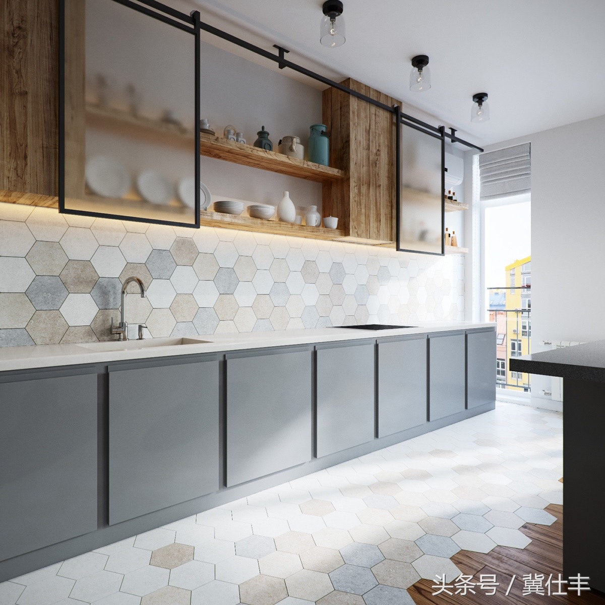 刀把型89㎡两居，老外设计师操刀，瓷砖很出彩，儿童房很温馨