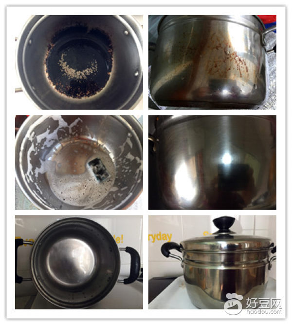 百洁布怎么把不锈钢锅刷干净,去除顽固污渍洗锅百洁布