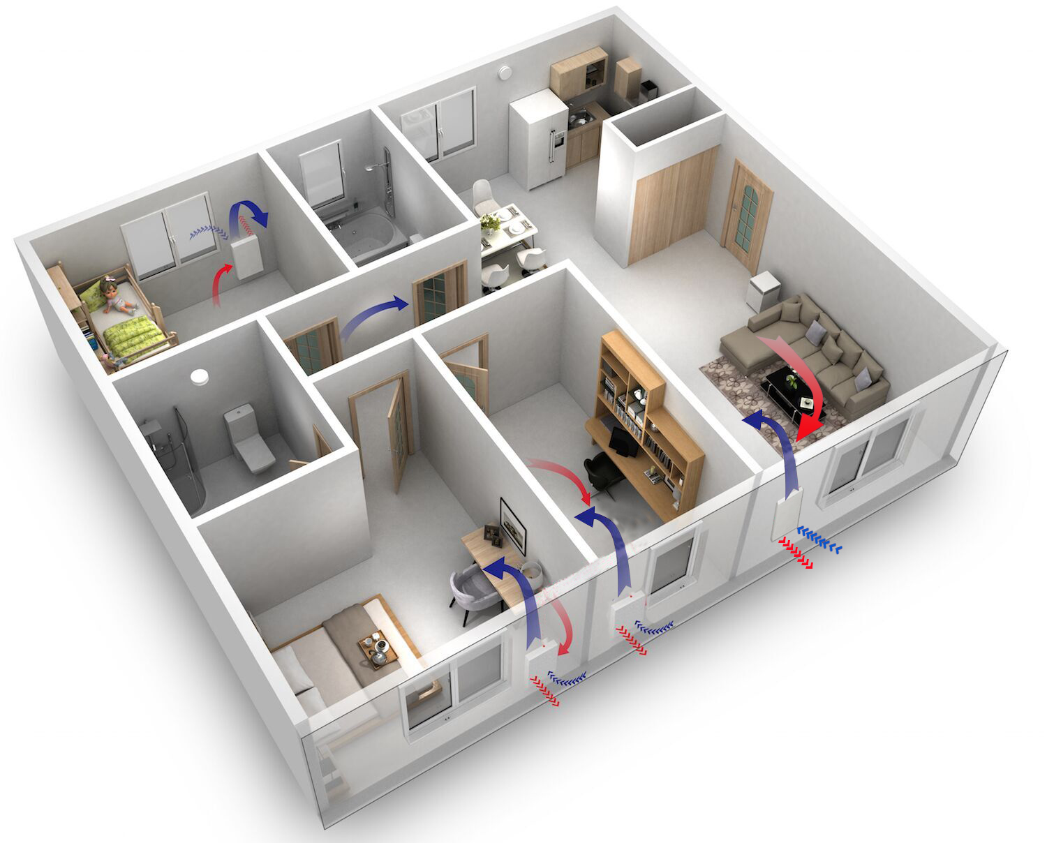 隔绝空气用大功率风幕机,医院空气净化消毒机要一直开吗