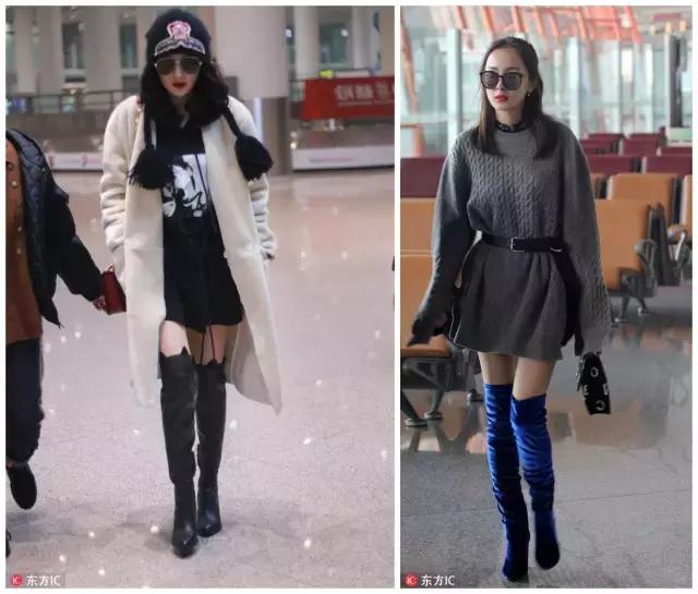 杨紫街拍和杨幂撞衫,街拍女王杨幂最新机场造型