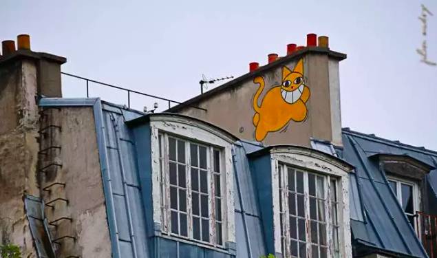 有一个街头艺术家把一只猫涂遍了巴黎，后来它遍布了全世界