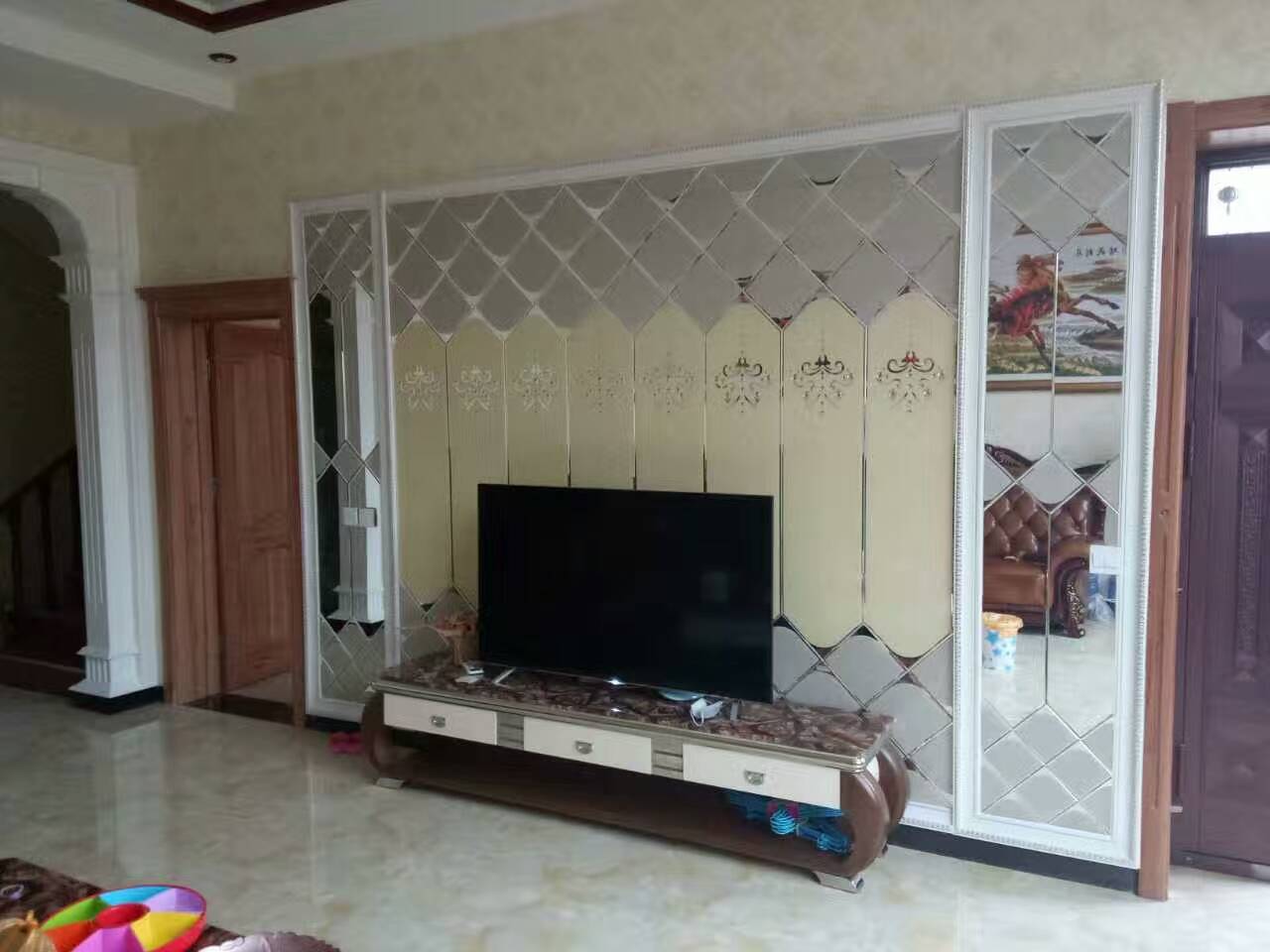 高端背景墙玻璃设计定制,玻璃背景墙轻奢