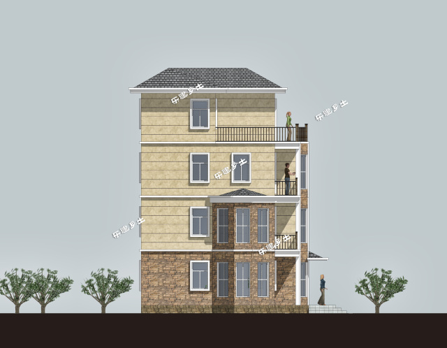 广州乡村自建14X9米四层民宅全套图纸+360°全景展示