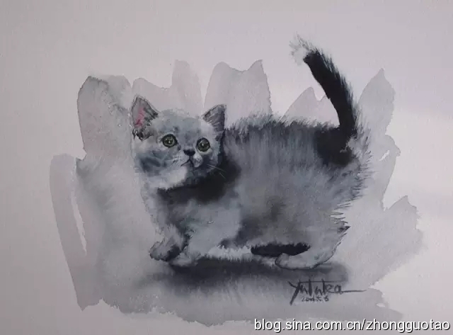 日本水墨画猫,国画猫水墨画