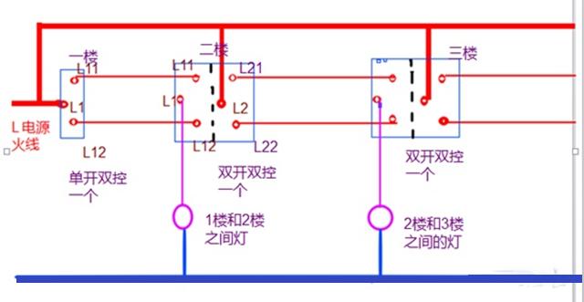 暗装一灯三控开关怎么接线,双控开关当单控灯开关接线方法