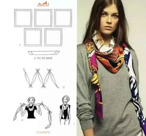 夏天丝巾系法大全,夏天长方形丝巾搭白衬衫的系法