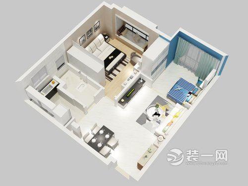 冠城大通蓝湖庭装修风格,小户型大通间装修