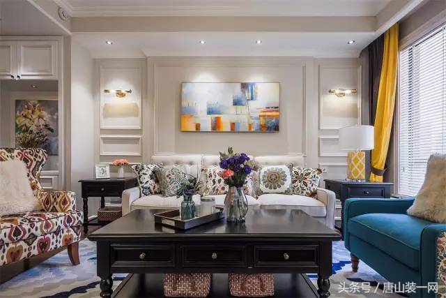 唐山装修风格美式简约客厅,君熙太和157平米装修效果图