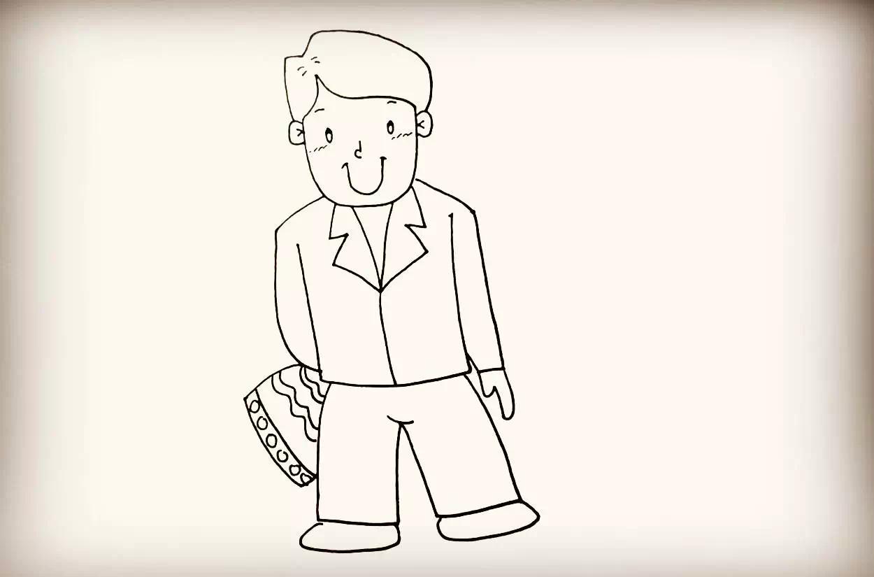 简笔画爸爸教程幼儿园,爸爸工作简笔画