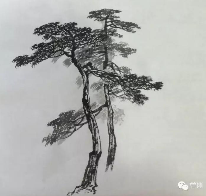 曾刚山水教学第一讲,临摹曾刚老师彩墨山水