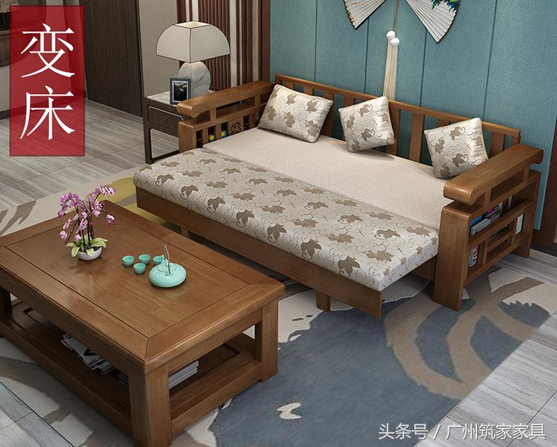 可折叠两用沙发床现代简约实木床,沙发床两用折叠实木床第一名