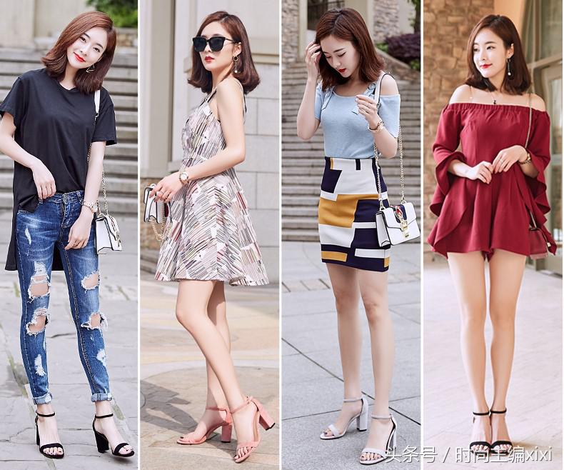 一字带高跟凉鞋女粗跟2022年新款,高颜值粗跟凉鞋让你美爆整个夏天