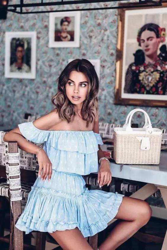 夏季仙女一字肩,一字肩夏季仙女