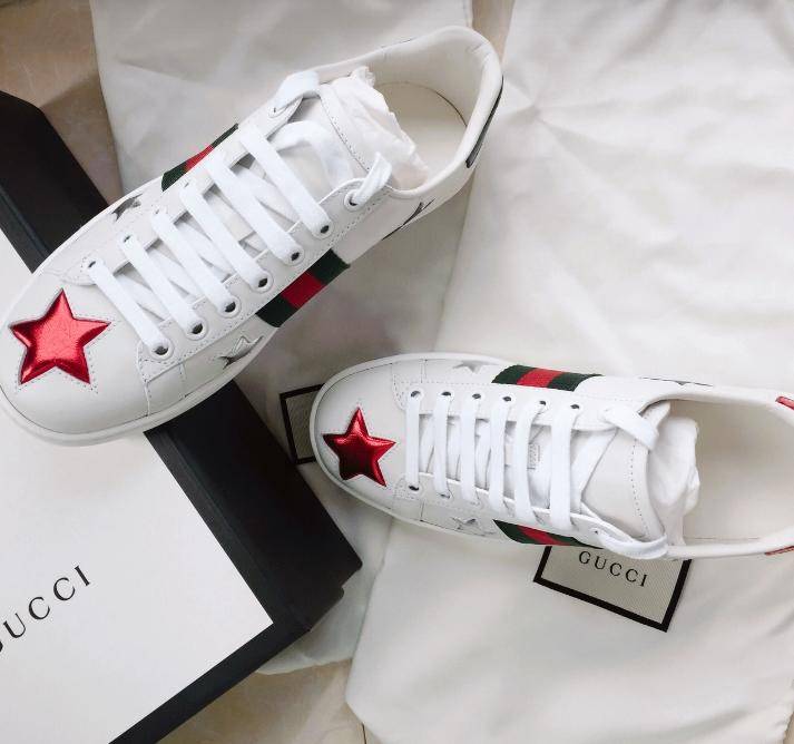 gucci经典款小白鞋,gucci星星小白鞋