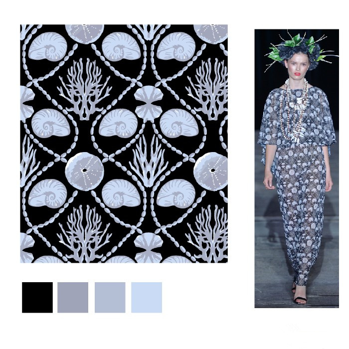 秀场系列服装配色效果图,彩色印花时尚秀图片高清