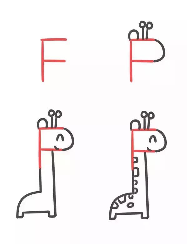 6-12岁儿童绘画简笔画小动物,26个英文字母小写简笔画