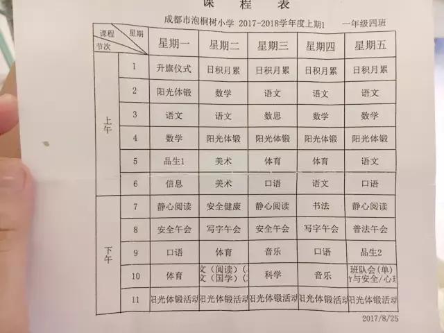 成都小学一年级都需要学啥,成都小学一年级每周课程安排表