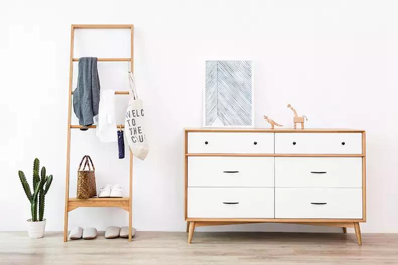 实木衣帽架摆放效果图,实木家用落地式衣帽架超强收纳