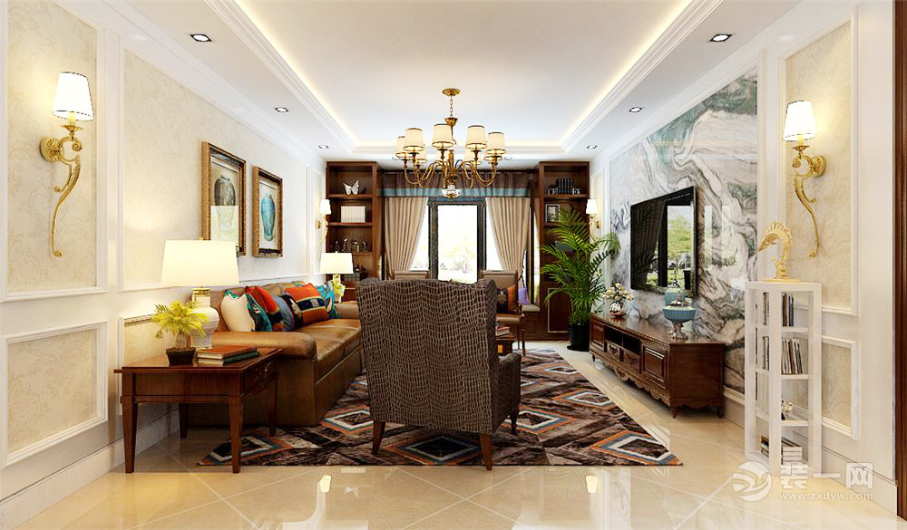 客厅两个展示柜服了！太原保利香槟国际143平，混搭三居室半包7万