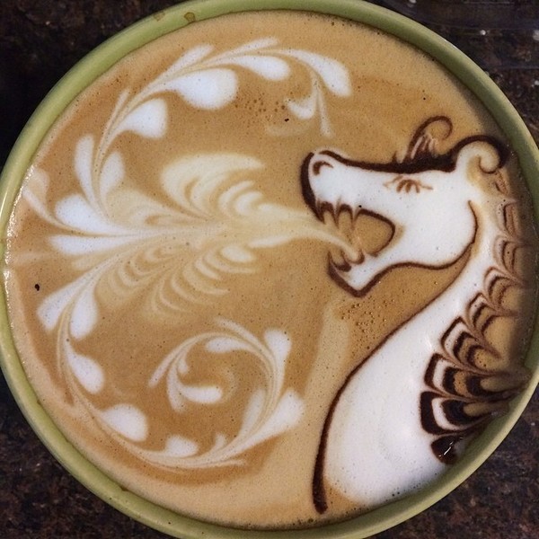 艺术咖啡拉花作品,咖啡拉花简单作品