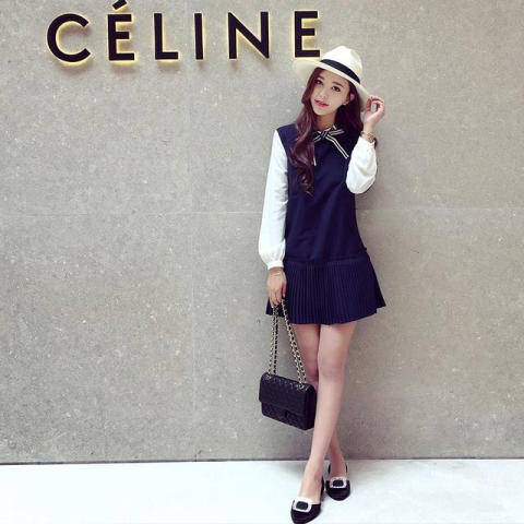 韩系淑女温柔风显瘦连衣裙,时尚优雅的连衣裙