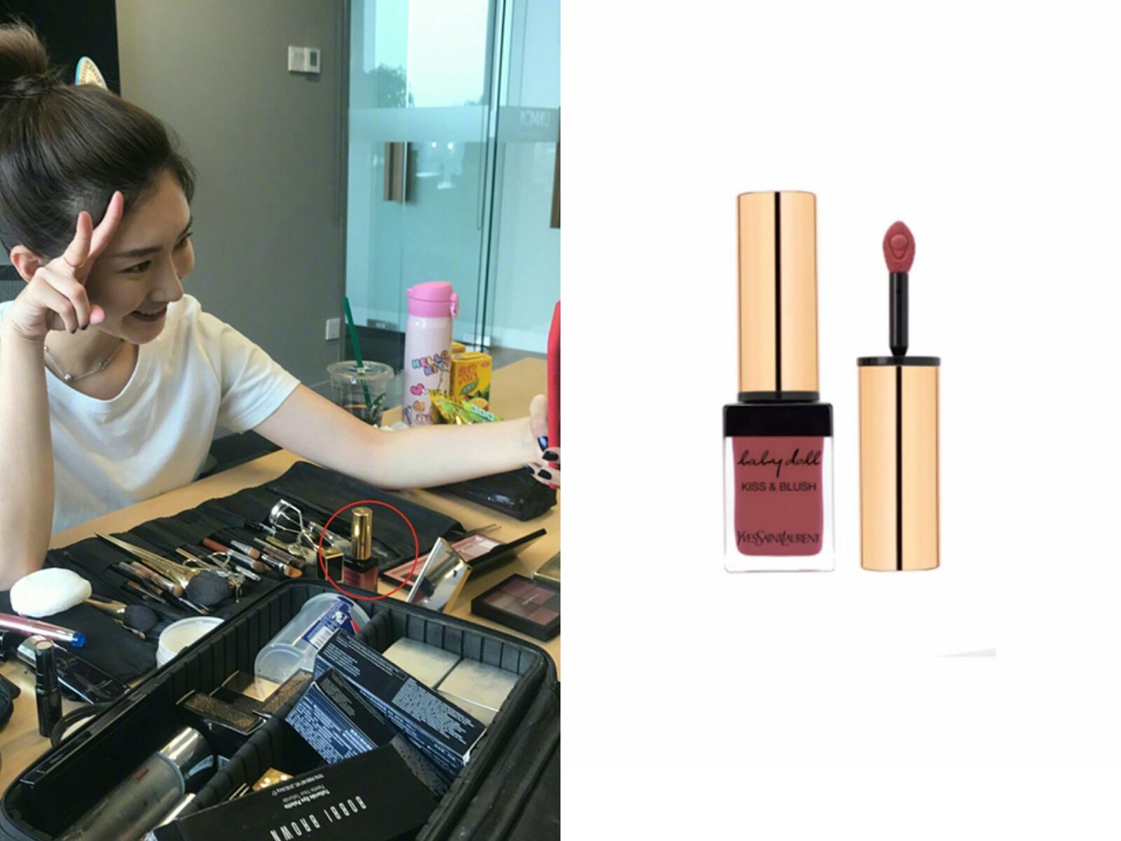 江疏影同款蓝色保温杯,江疏影机场保温杯喝水