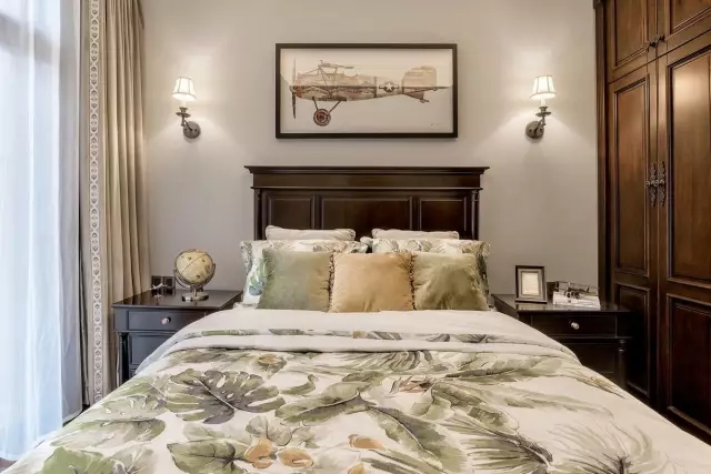 昆明贝壳粉美式装修效果图,昆明135平层轻奢美式装修