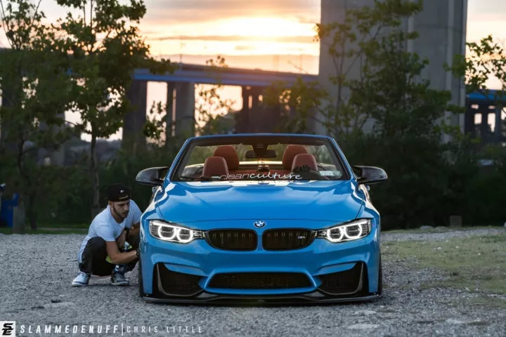 改装的宝马m4直接趴在地上了,普通的宝马m4可以开敞篷