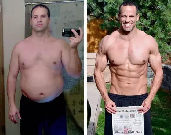 健美运动员停止健身一年后的样子,健美运动员减脂前后对比照