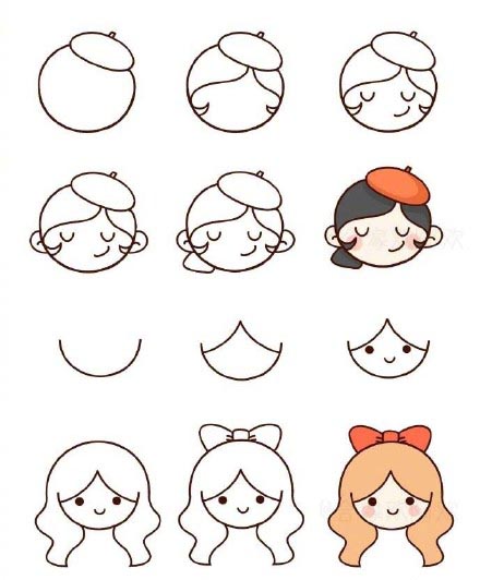 超全人物头像简笔画~一步一步教男孩女孩全都有，抽藏起来教孩子