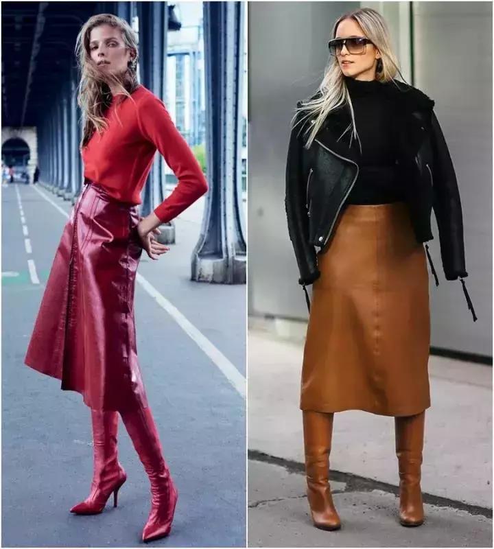 靴子长筒靴过膝搭配,过膝超长靴子穿搭