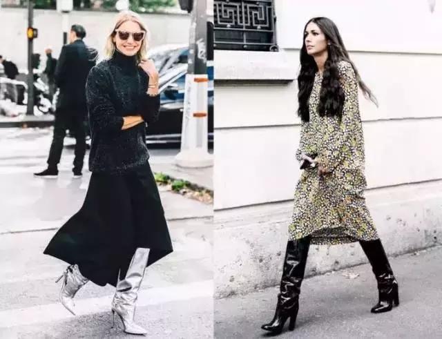 靴子长筒靴过膝搭配,过膝超长靴子穿搭