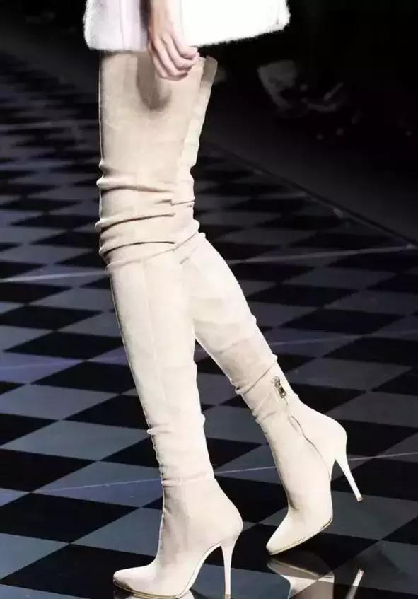 靴子长筒靴过膝搭配,过膝超长靴子穿搭