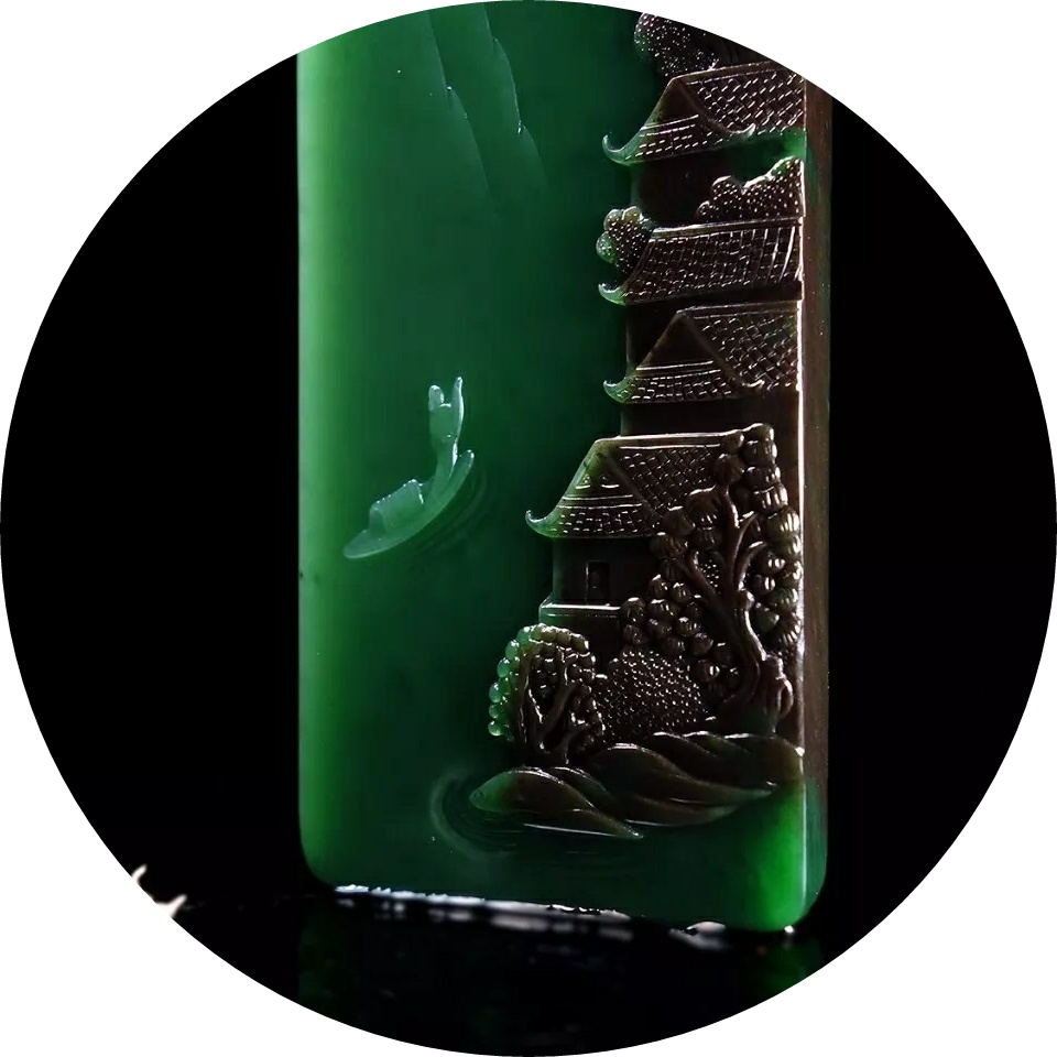 小精品玉雕 (玉雕碧玉仕女)