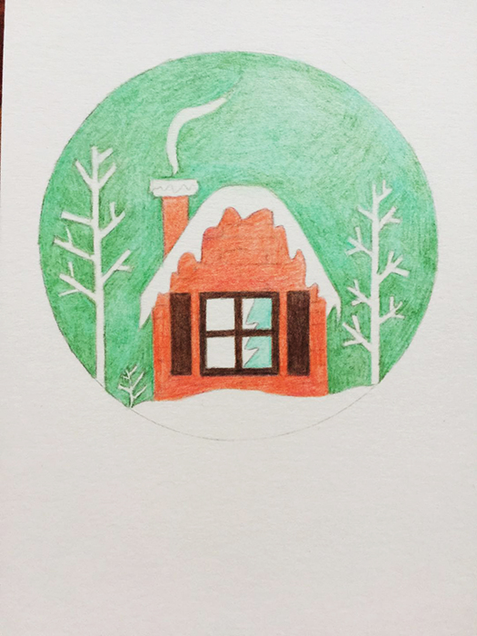 圣诞节为主题的彩铅画,彩铅画卡通人物小熊圣诞节