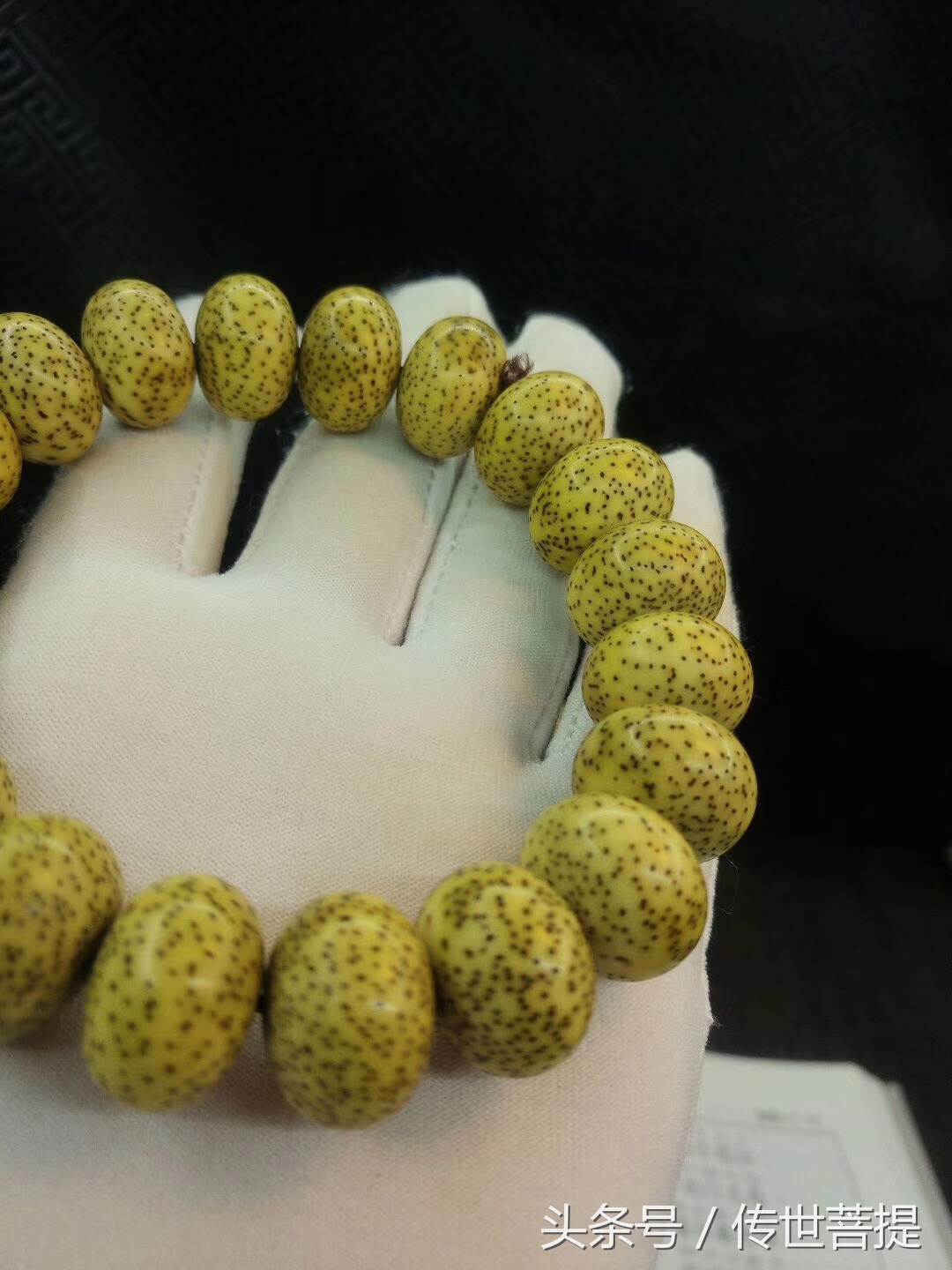 极品16*11黄金苹果圆手串，黑星老料小细星表面无连星完美无瑕