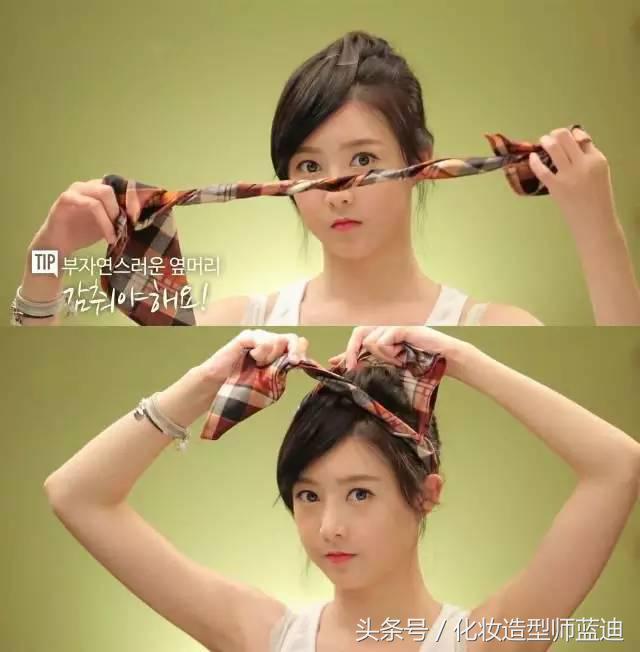 发尾丝巾编发,空气刘海丝巾编发教程披肩发