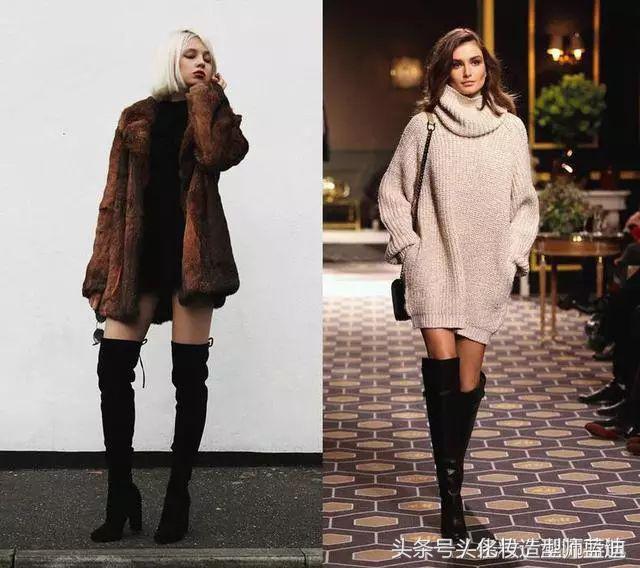 黑色过膝靴搭配抹胸裙,黑色过膝靴搭配图片