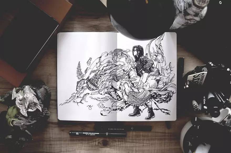 一支樱花针管笔就可以画出一幅惊世作品，厉害了我的哥