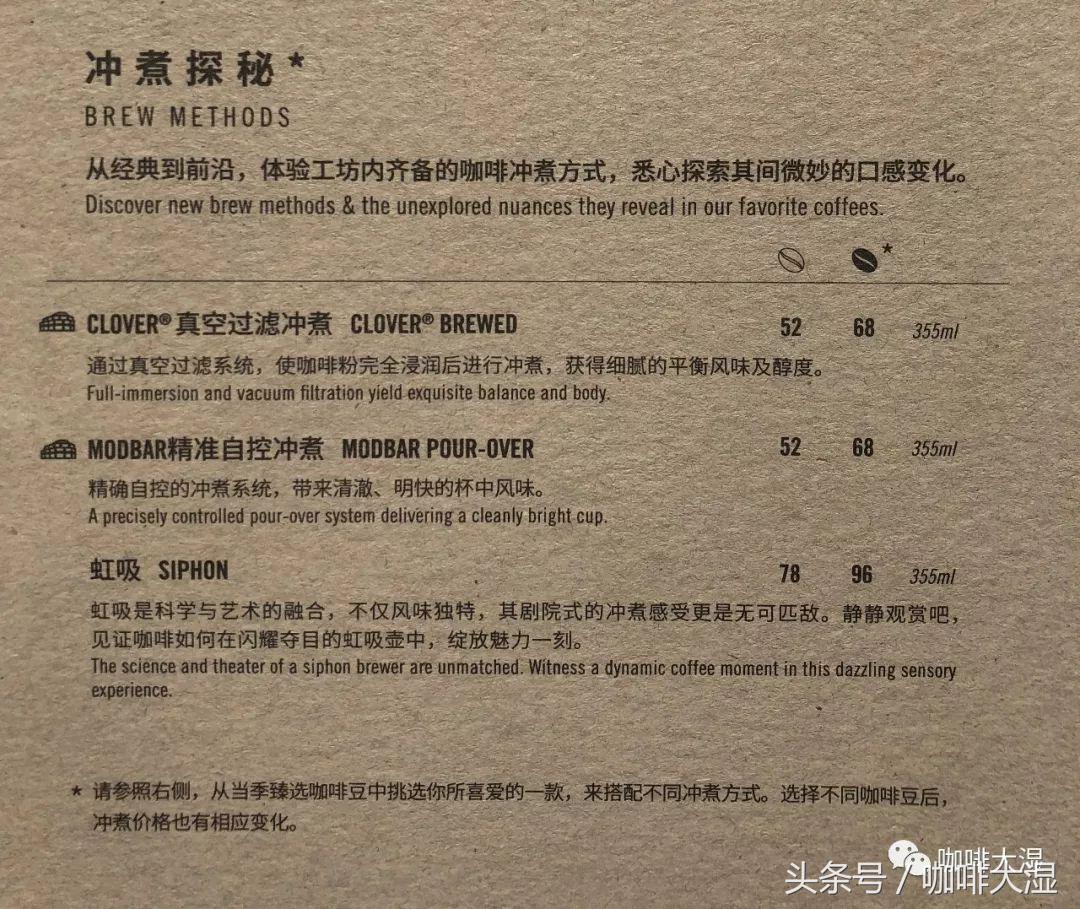 参考｜上海星巴克臻选烘焙工坊酒水单