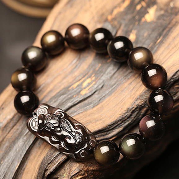 适合戴黑曜石手串,招财转运黑曜石手串
