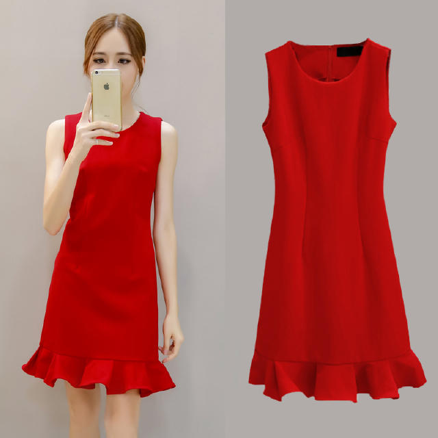 夏季大红裙淑女型,夏天迷人小红裙