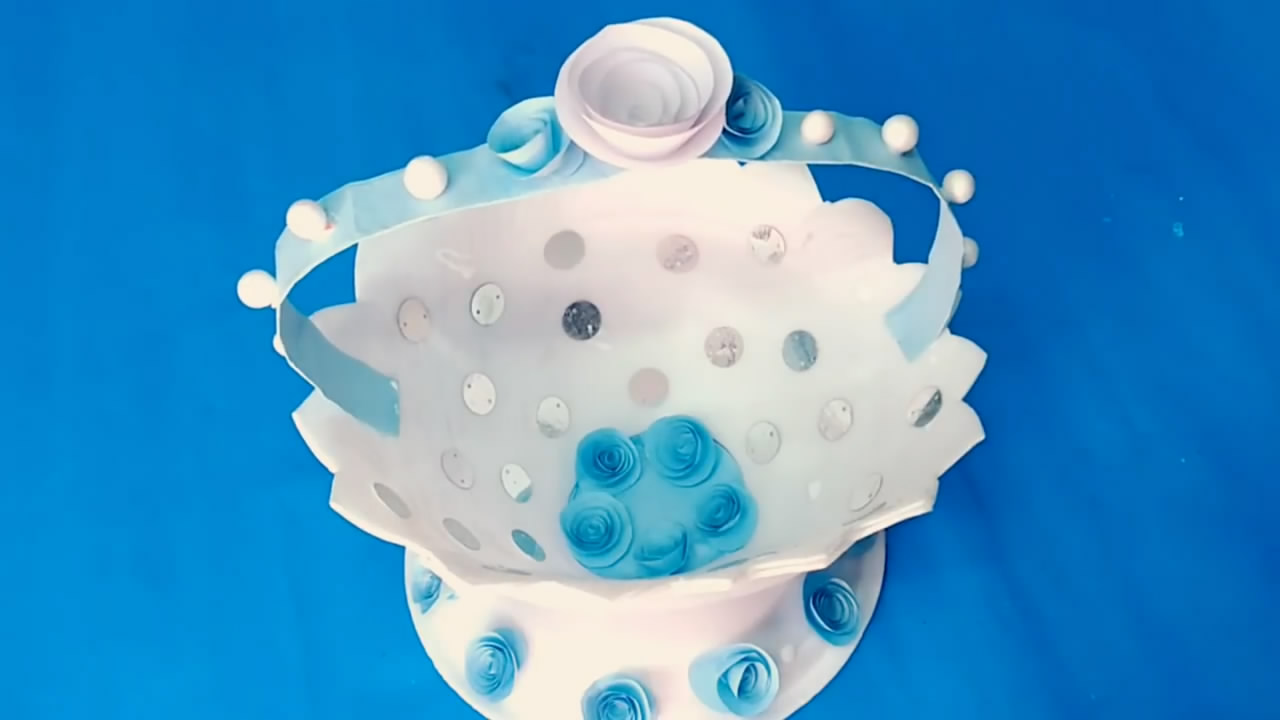 一次性纸盘花篮,diy手工制作实用花篮