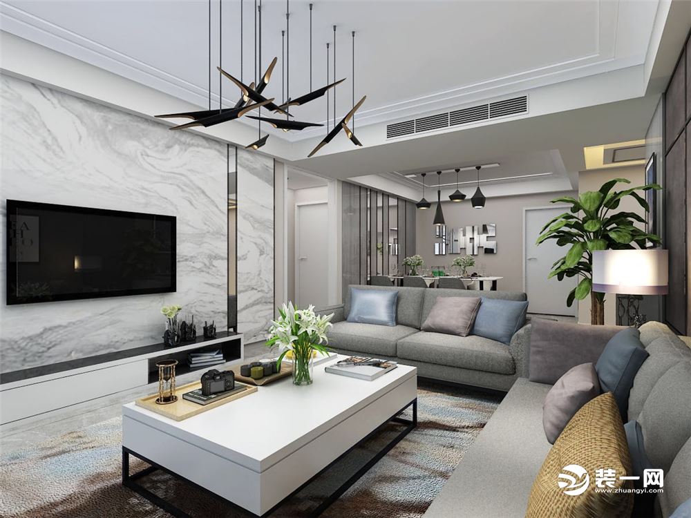 餐厅镜子能扩大空间！青岛鲁润静园143平案例，现代硬装造价11万