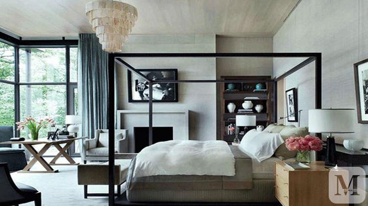 法式卧室黑色床搭配效果图,豪宅卧室上下铺