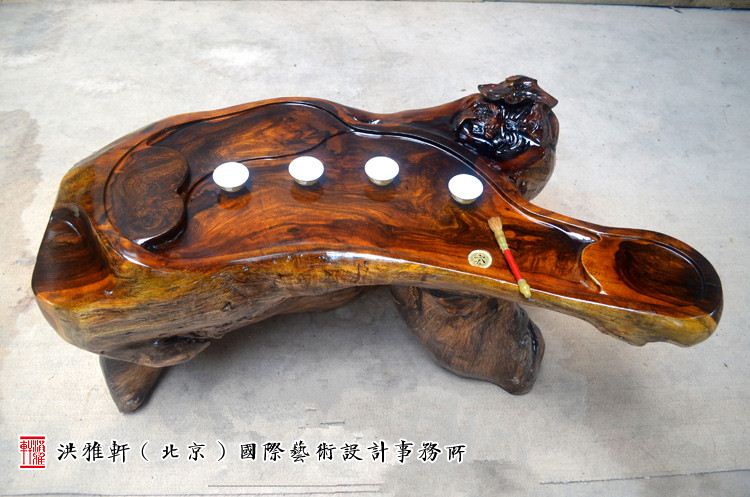 名匠实木小茶几鸡翅木,老榆木树根雕茶几