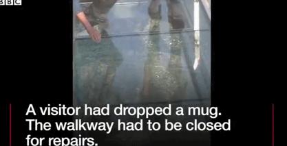 中国玻璃桥砸不烂视频,bbc节目中国